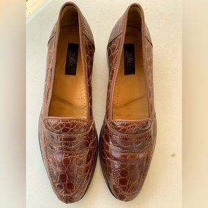 Zelli 10.5M Made in Italy Genuine Crocodile Penny Loafers